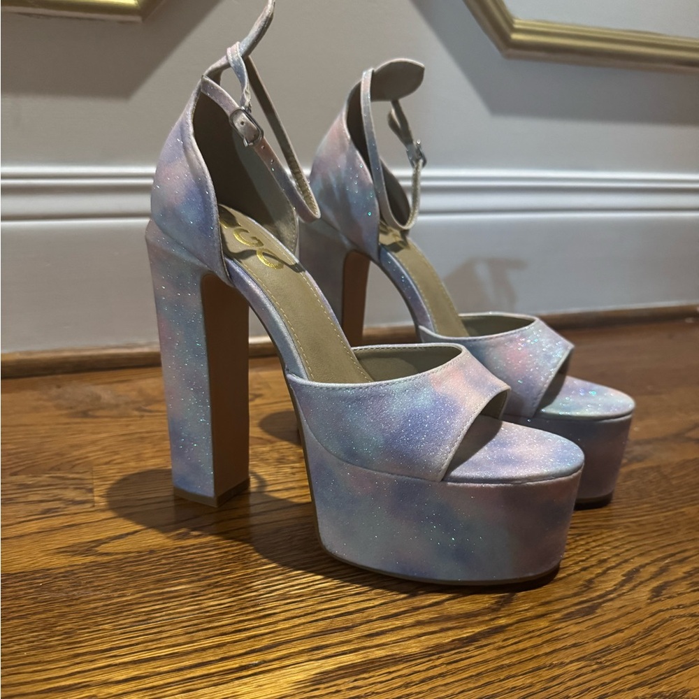 Pastel Glittery Platform Heels
